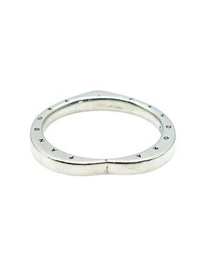 Pandora Signature Heart Ring Sterling Silver Size 6 Engraved Band Retired